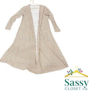 LuLaRoe Long Line Open Cardigan Robe Pockets Linen Blend Lightweight S